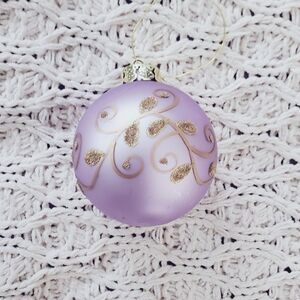 Gluckstein Home Single Romanov Inspired Lilac Gold Hand-Made Matte Ball Ornament